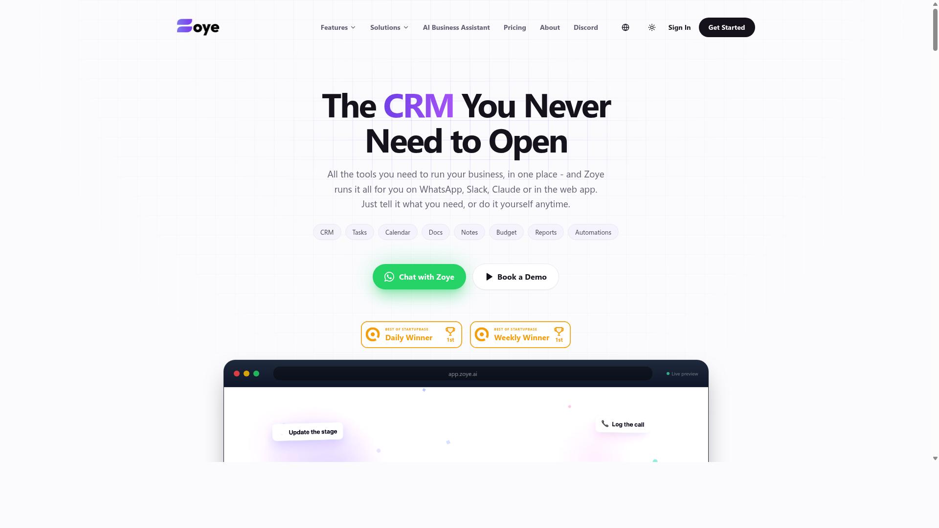 Zoye AI website